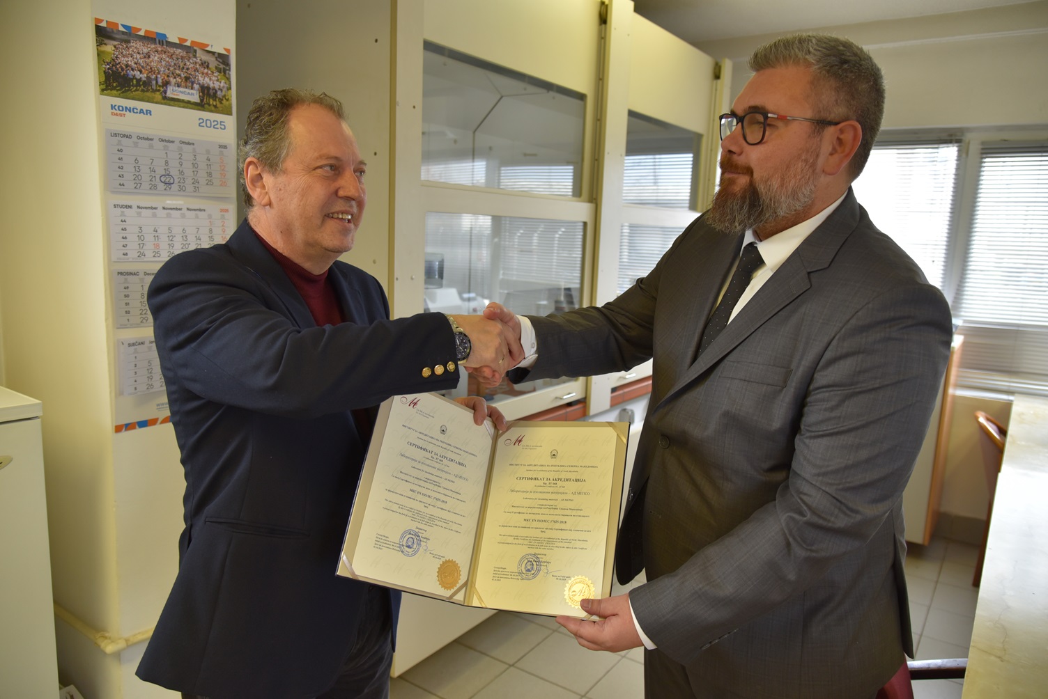Certificate for the second reaccreditation of MEPSO’s Insulation Materials Laboratory